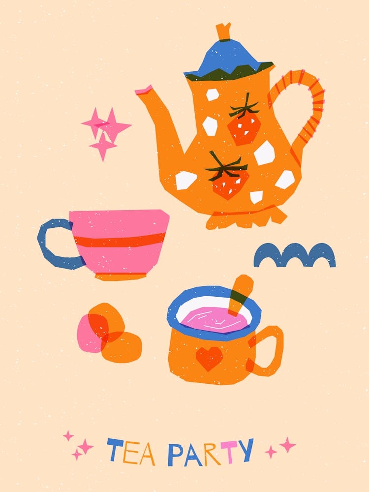 Colorful Tea Party Risograph 2