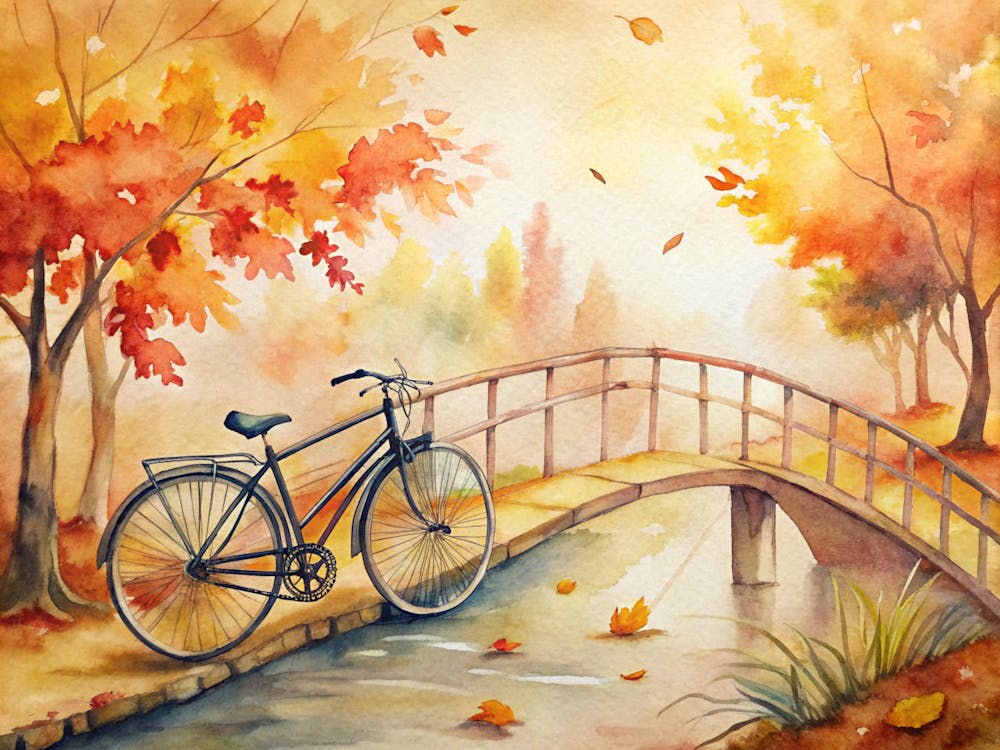 A Peaceful Countryside Bridge In Autumn With A B (1)