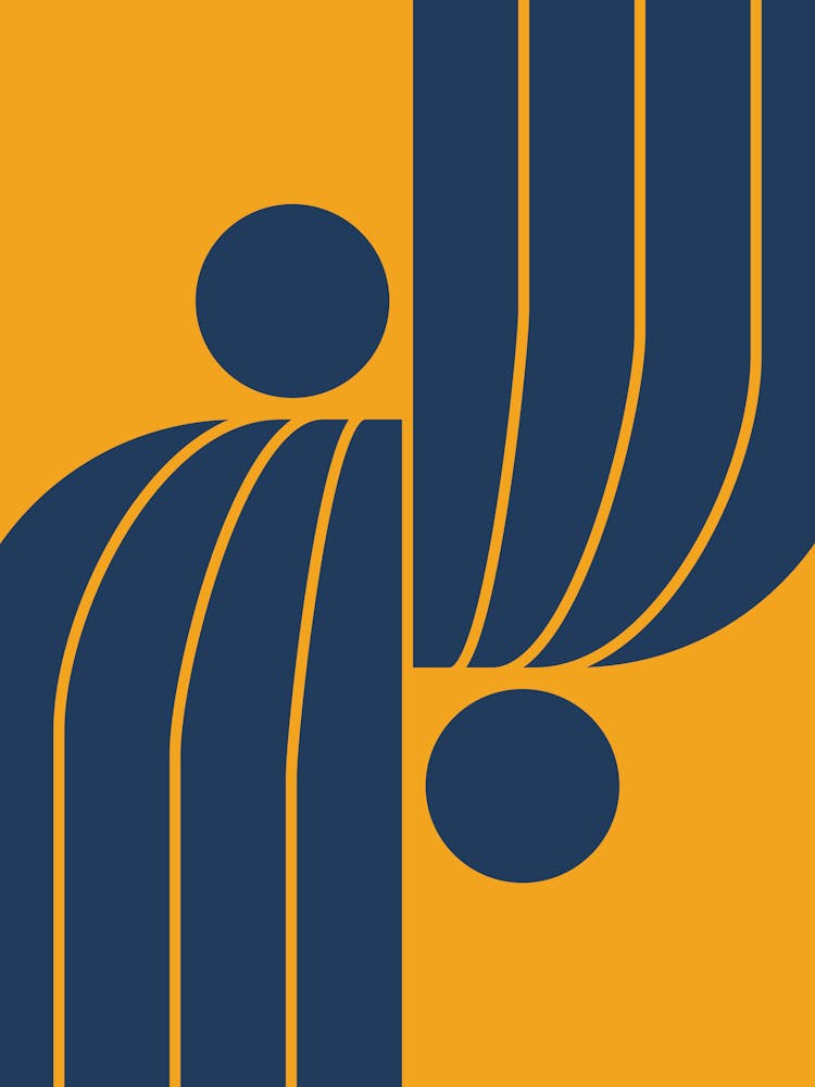 Arch Midcentury Modern Abstract Pattern Vxi In Mustard Yellow Navy Blue 01