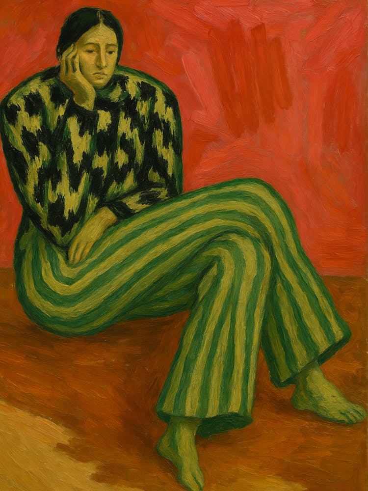 Woman In Striped Pants