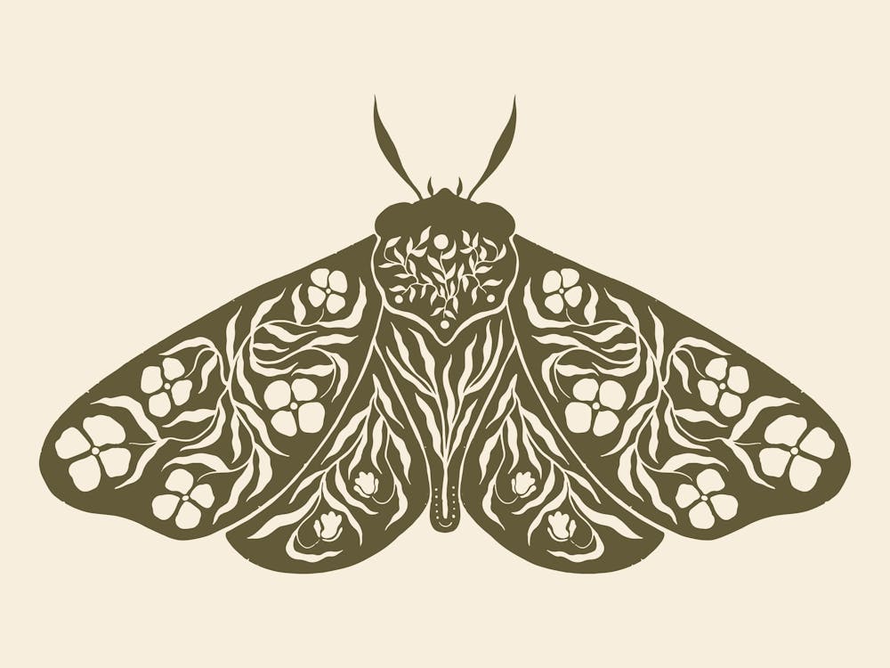 Folk Art Moth 04 - Woodland Green