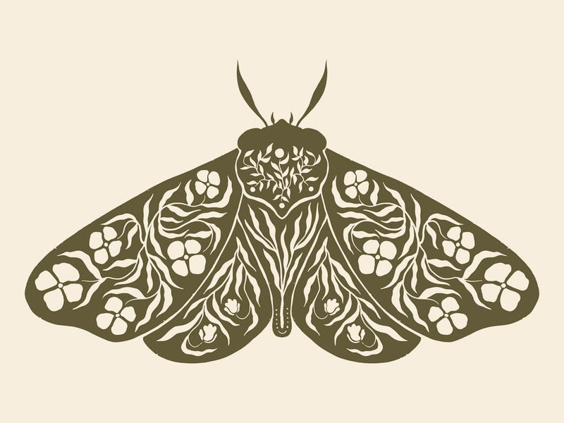 Folk Art Moth 04 - Woodland Green