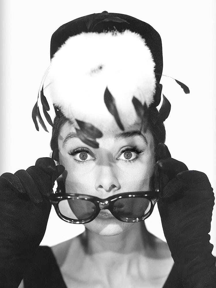 Audrey With SunGlasses, Vintage Black and White Old Photo