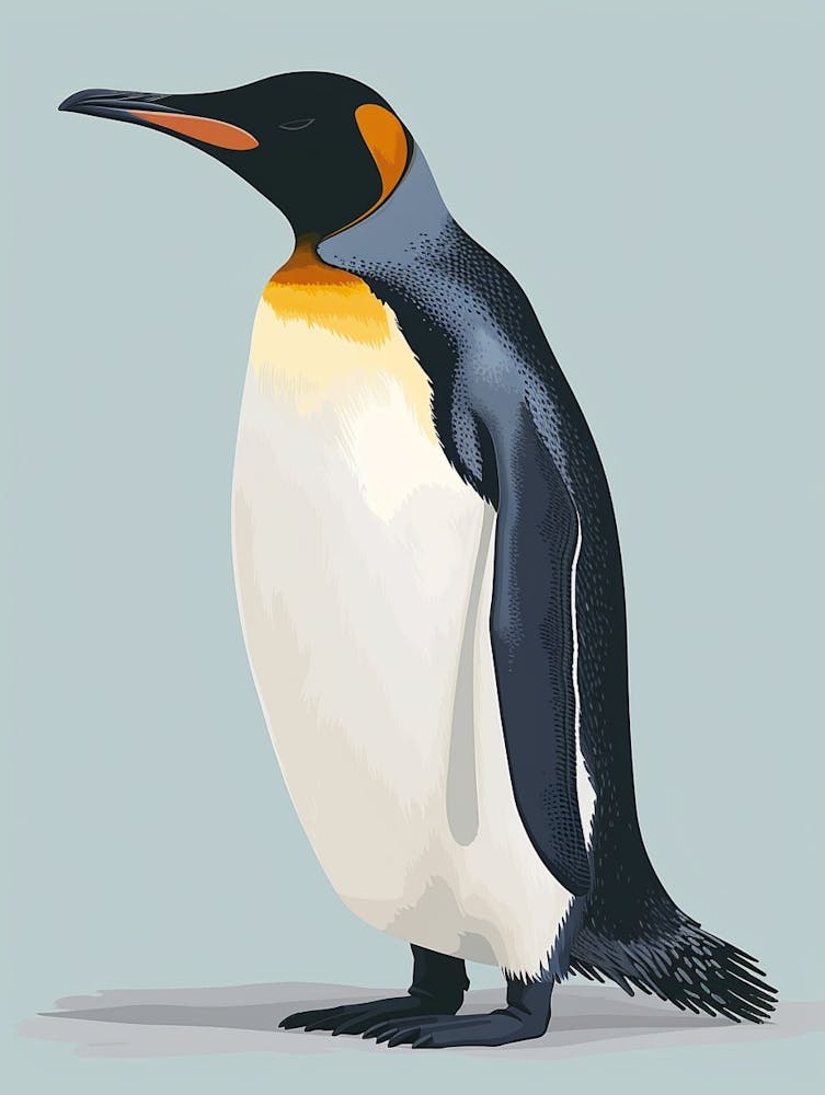 King Penguin Oamaru Blue Penguin Colony Minimalist Illustration 1