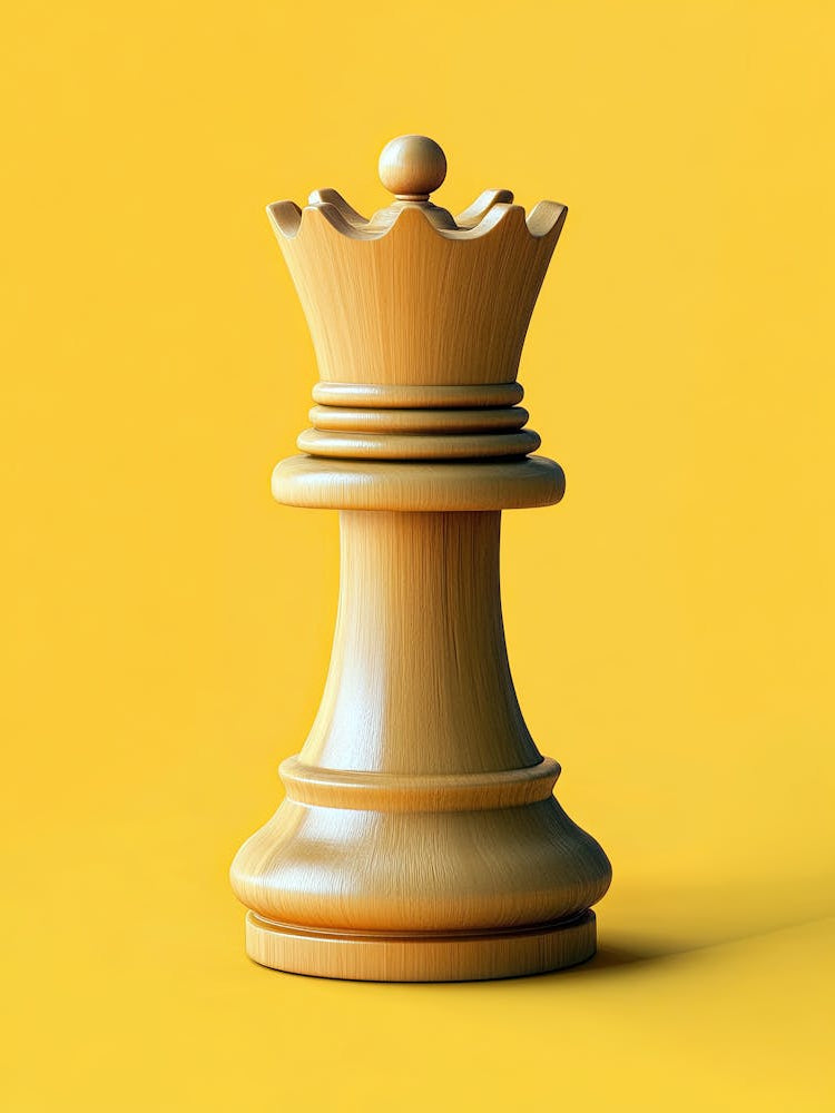 Chess Queen On Yellow Background
