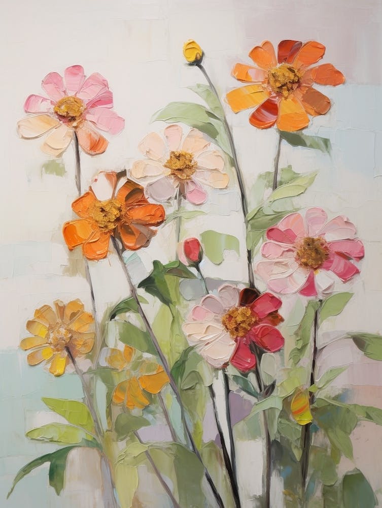 Herbstblumen-Malerei Zinnie 1