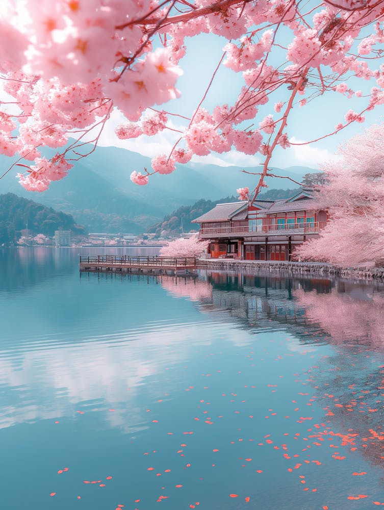 Sakura Blossoms On The Lake