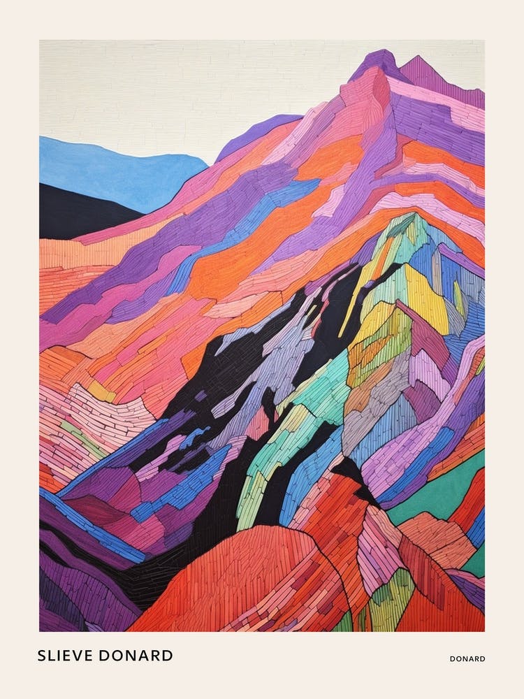 Slieve Donard England Colourful Mountain Illustration Poster