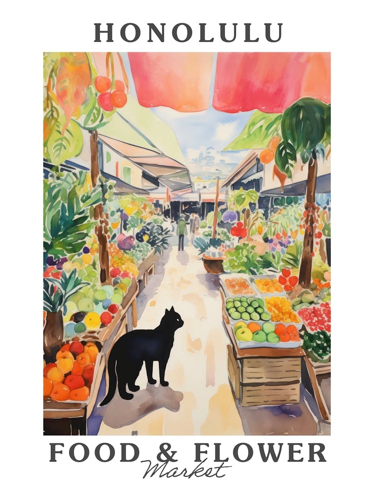 Food Market With Cats In Honolulu 2 Poster