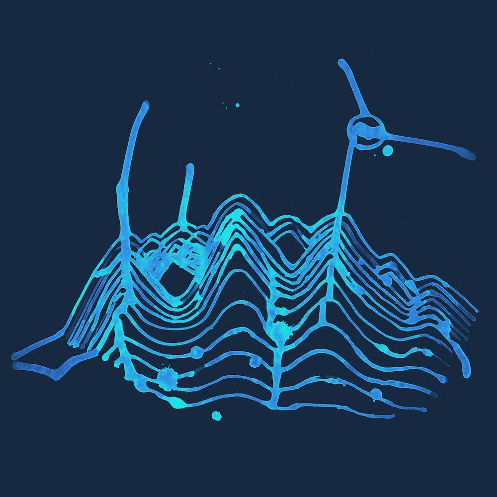 Hills With Windmills Blue Light Square