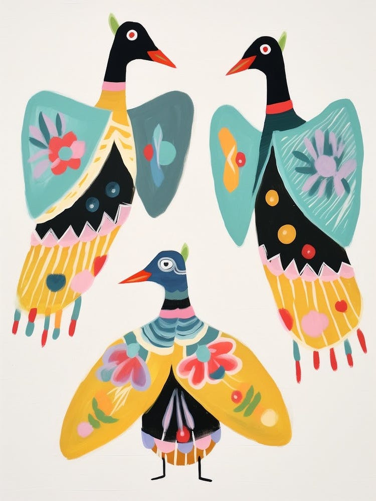 Folk Style Bird Painting Goose 2