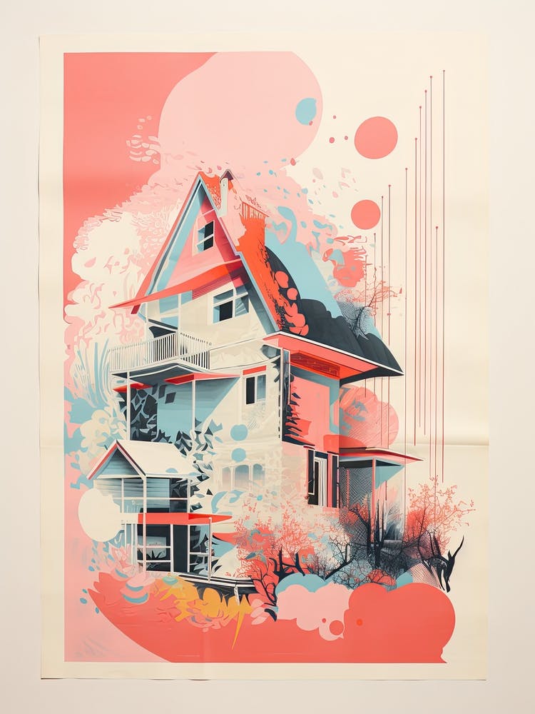 Une Maison À Washington, Style Risographie Abstraite 1