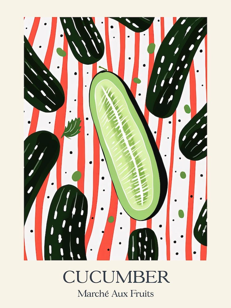 Marche Aux Fruits Cucumber Fruit Summer Illustration 3
