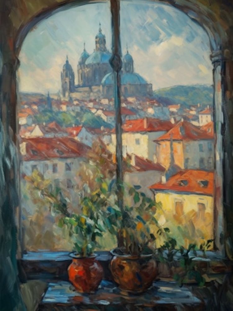 Window View Of Prague In The Style Of Impressionism 2