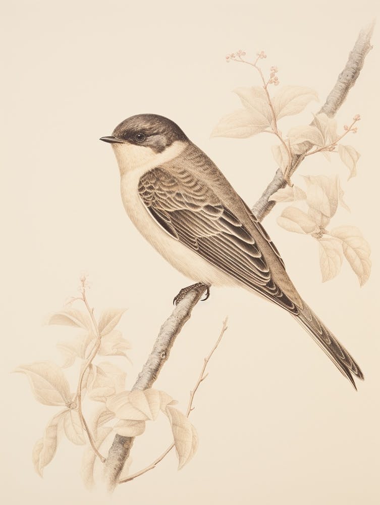 Vintage Bird Drawing Swallow 2