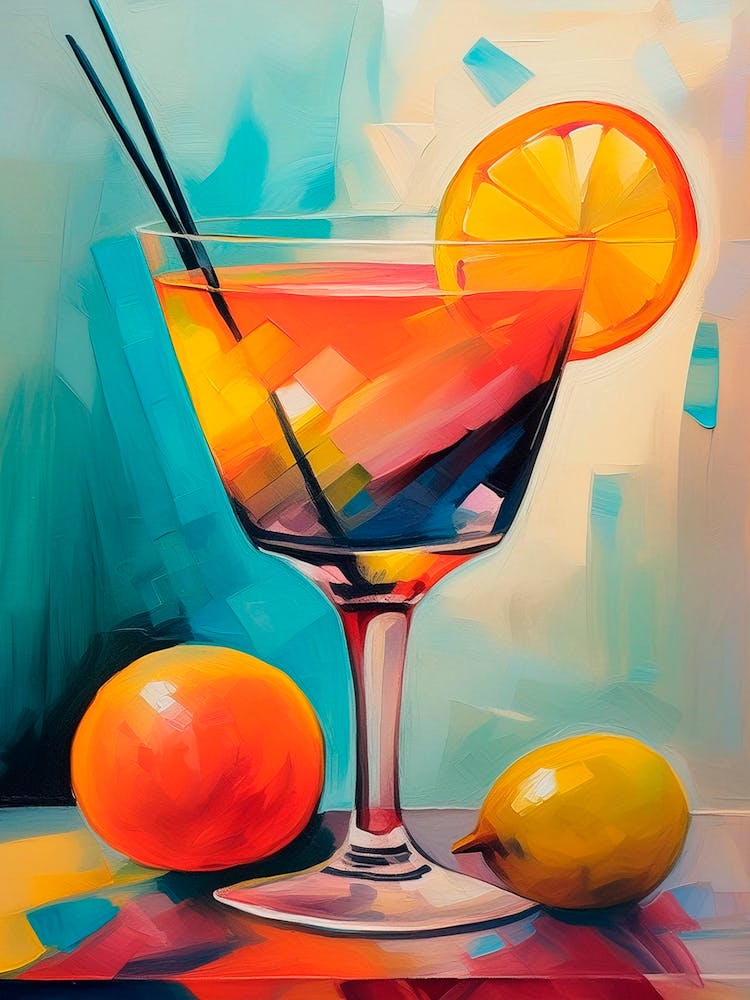 Delicious Cocktail With Lemons In Bright Colours
