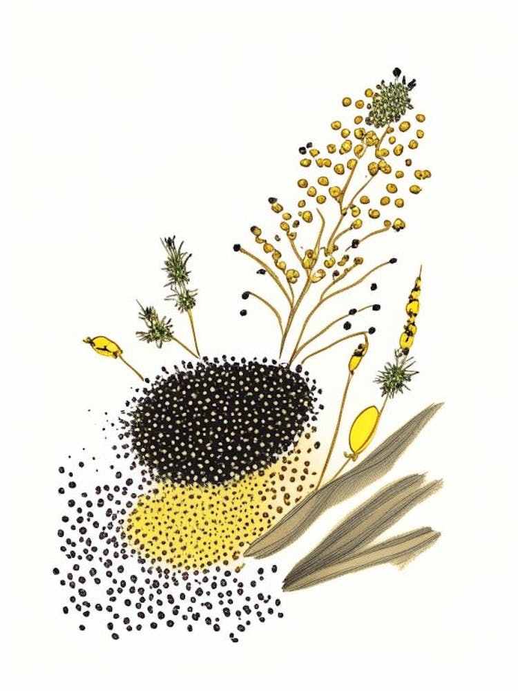 Black Mustard Seed Spices And Herbs Pencil Illustration 3