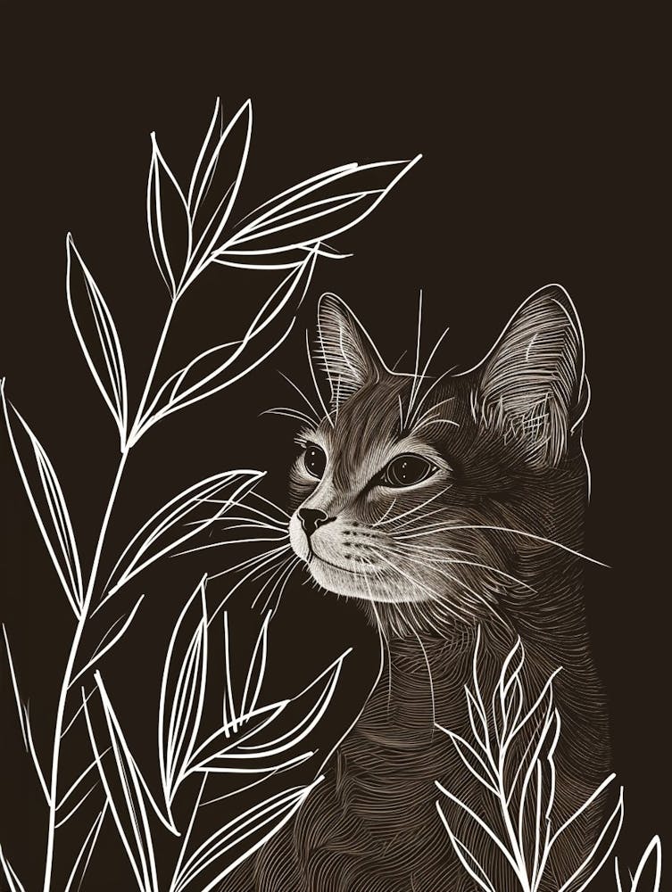 European Shorthair Cat Minimalist Illustration 1