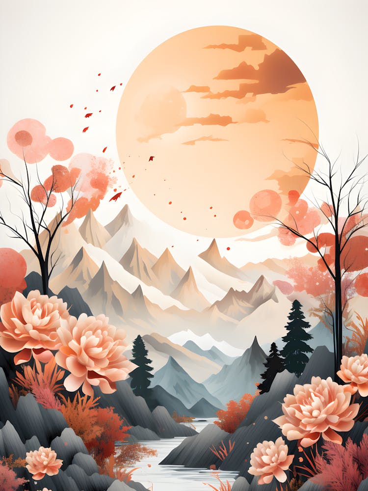 Aurora S Embrace Sunlit Peaks And Blossoms