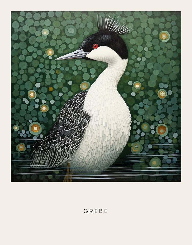 Ohara Koson Inspired Bird Painting Grebe 3 Poster