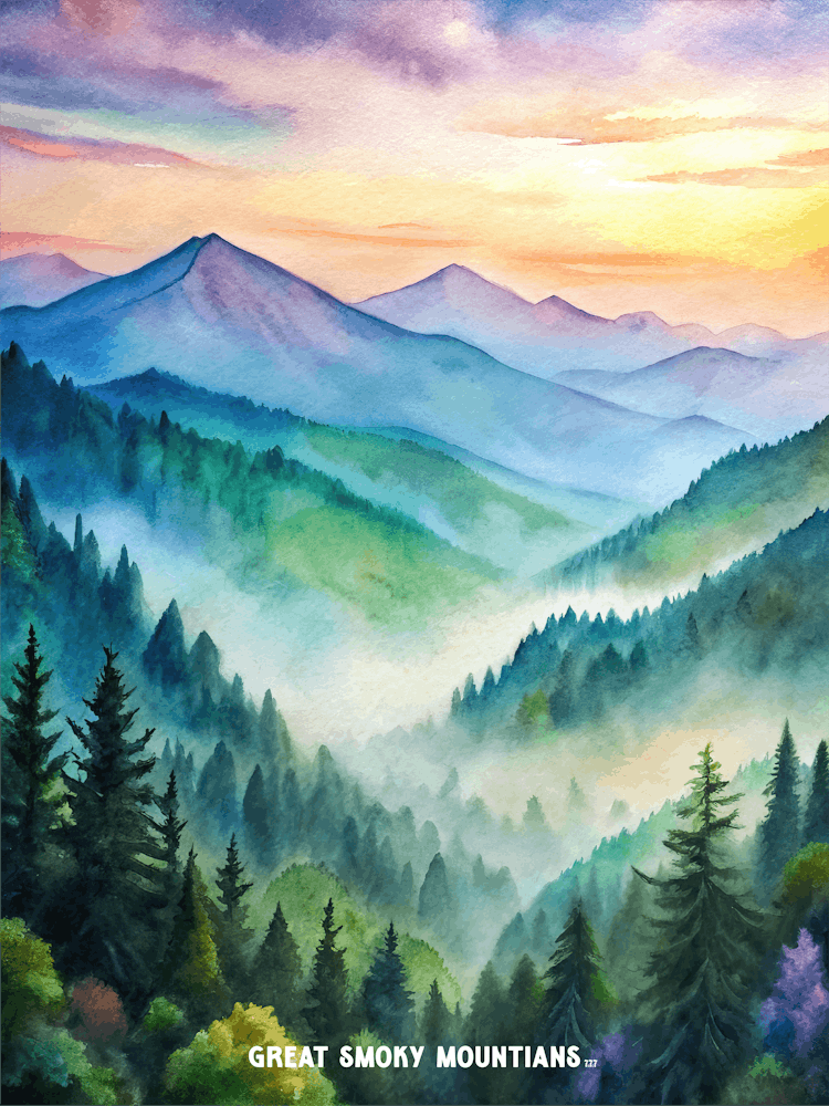 Great Smoky Mountains National Park Watercolor Painting