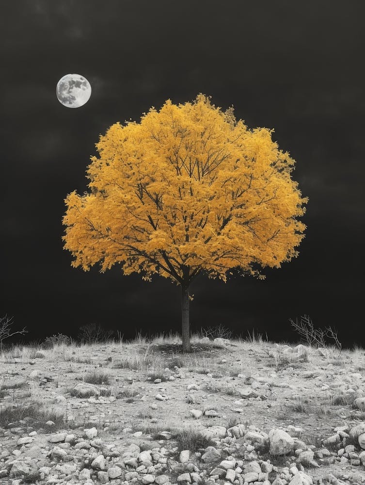 Gelber Baum In Der Nacht