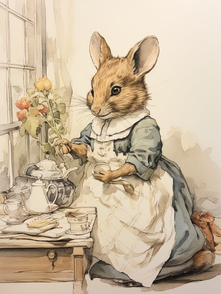 Storybook Animal Watercolour Mouse
