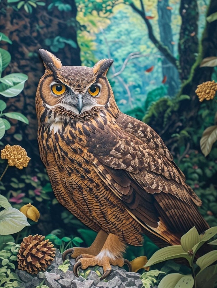 Philipine Eagle Owl Relief Illustration 2