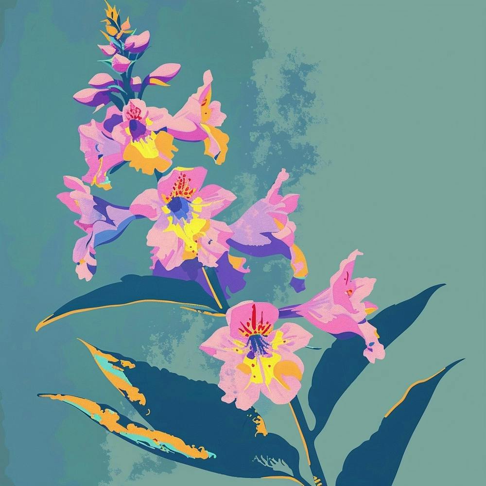 Delphinium Square Flower Illustration
