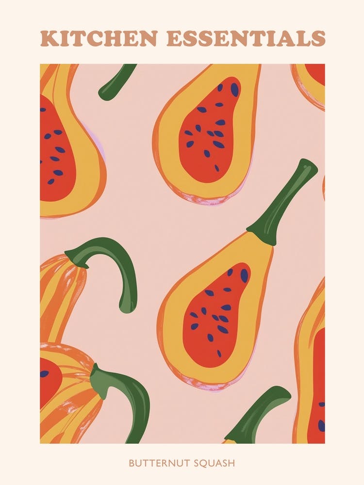 Butternut-Kürbis Muster-Poster 3