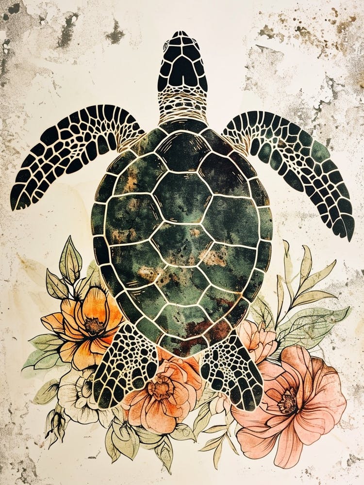 Floral Scrapbook Inspired Sea Turtle 2