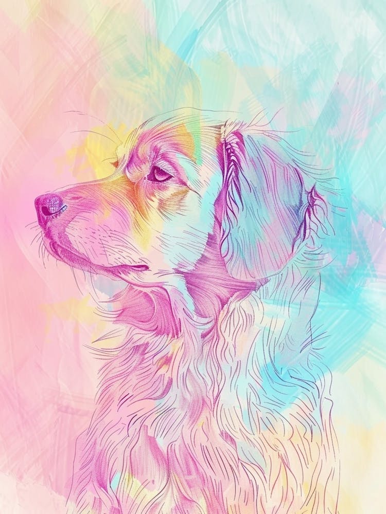 Pastel Tibetan Mastiff Dog Pastel Line Illustration  2