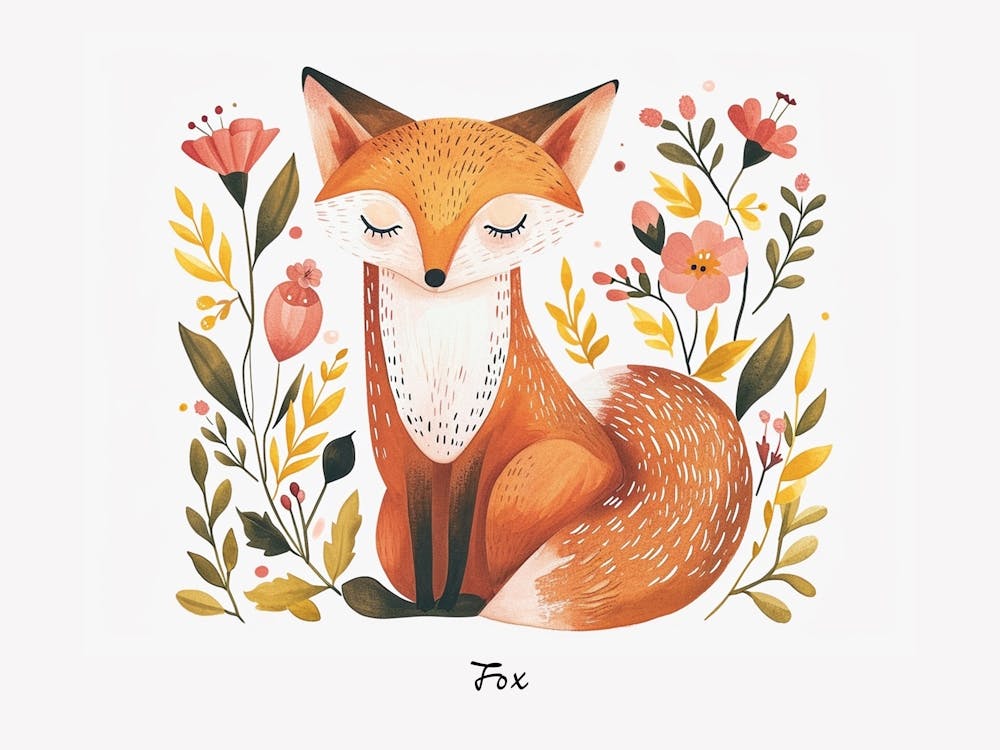 Little Floral Fox 4 Poster