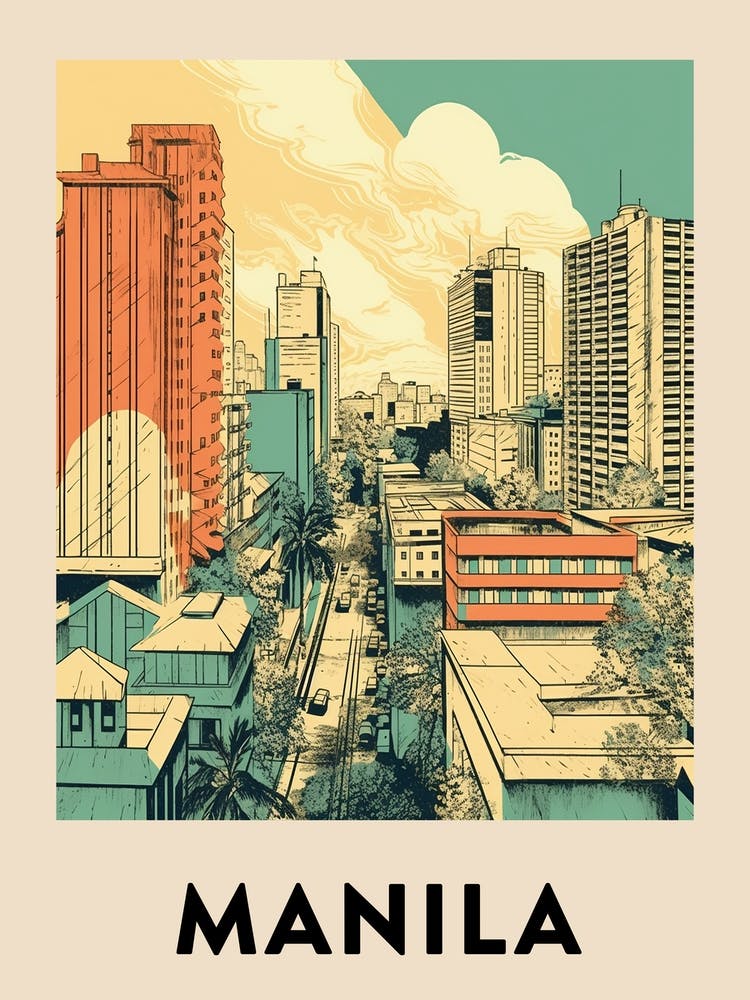 Manila 2 Vintage Travel Poster