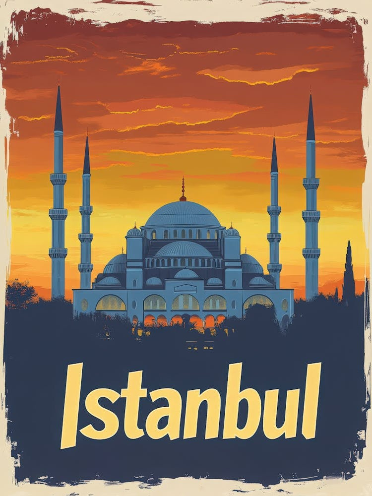 Aihrgdesign A Retro Travel Poster For Istanbul Featuring The 5