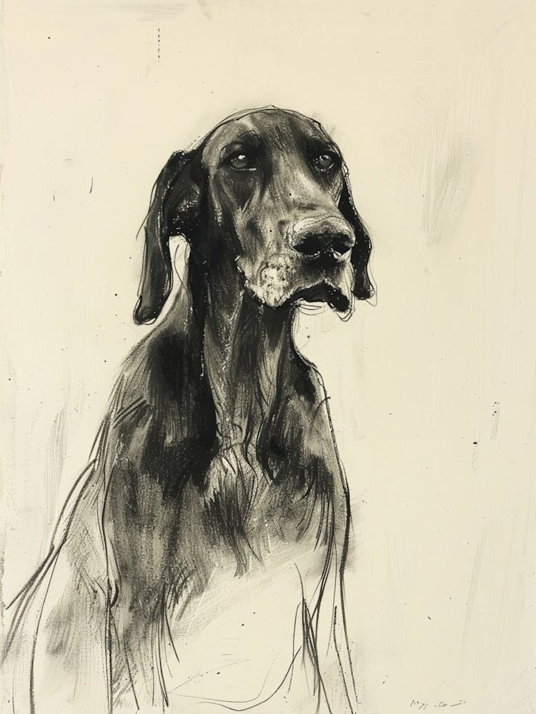 Hound Hund Kohlezeichnung 3