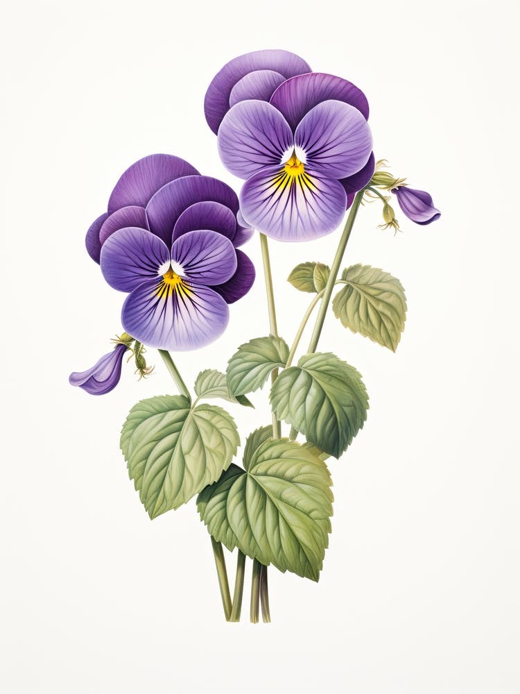 Violets Flower Vintage Botanical 0