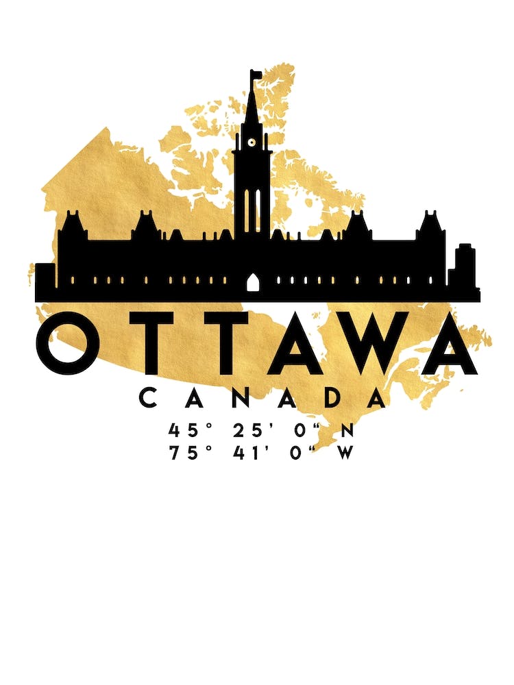 Ottawa Canada Silhouette City Skyline Map