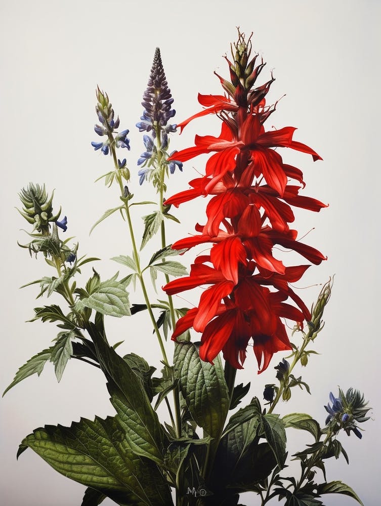 Pressed Wildflower Botanical Art Cardinal Flower