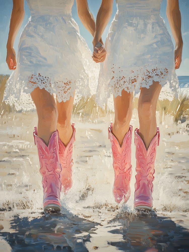 Two Cowgirls In Pink Boots