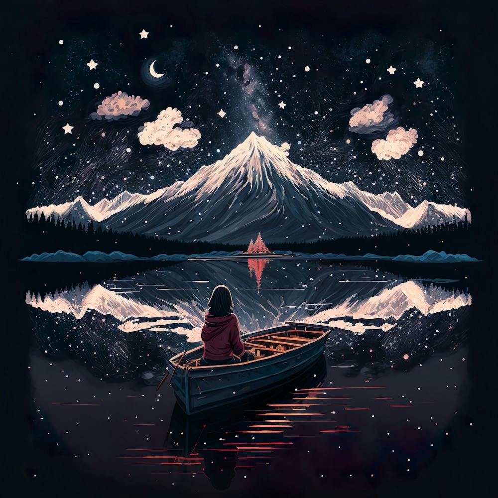 See Natur Berge Landschaft Wasser Wald Draußen Boot Nacht
