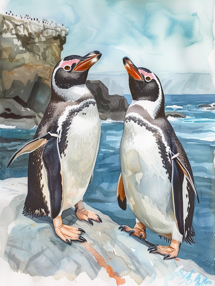 Humboldt Penguin Petermann Island Watercolour Painting 4