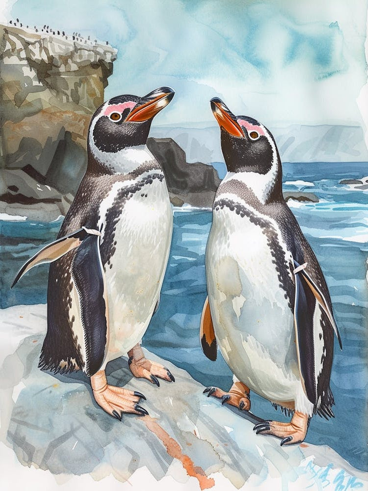 Humboldt Penguin Petermann Island Watercolour Painting 4