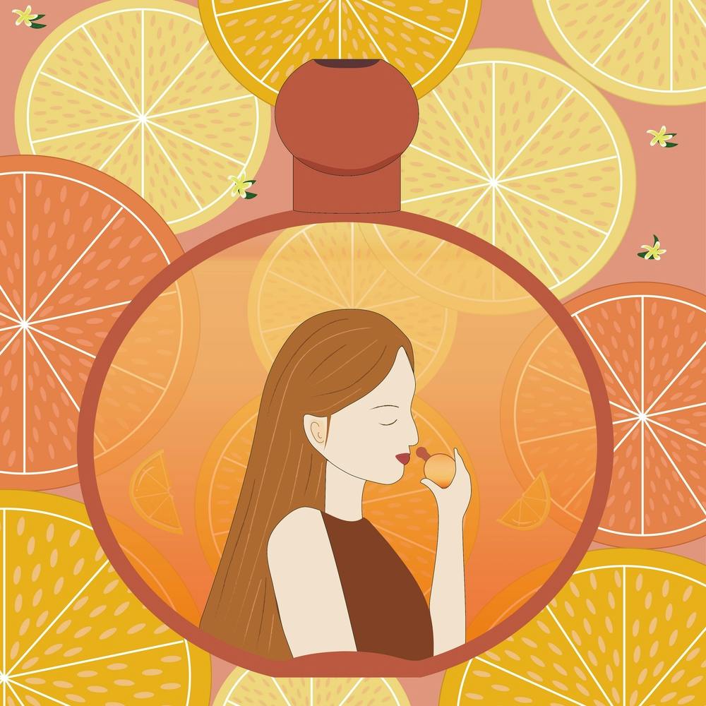 Illustration Of A Girl With Oranges