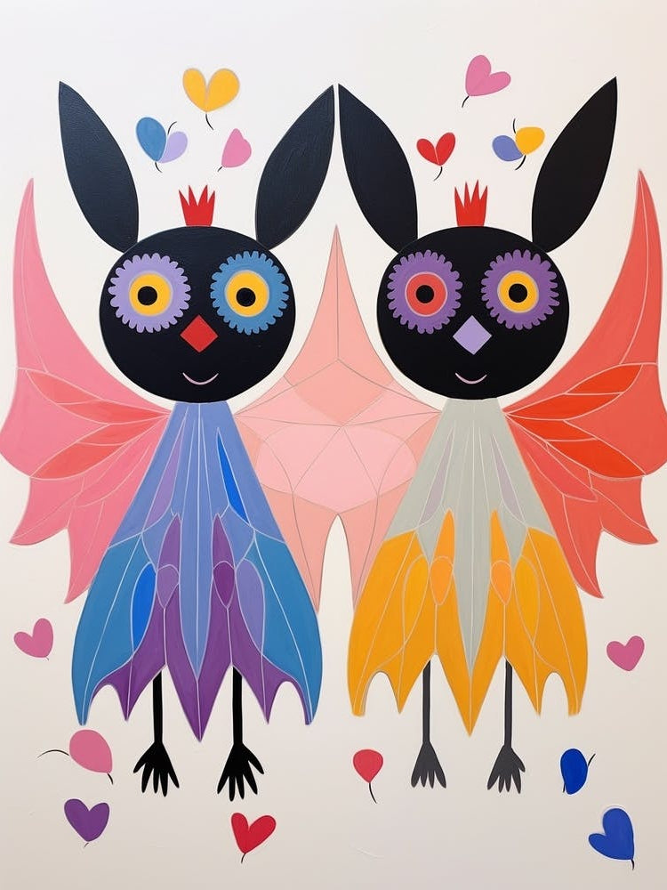 Colourful Kids Animal Art Bat 1