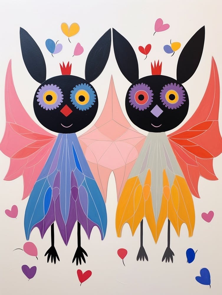 Colourful Kids Animal Art Bat 1