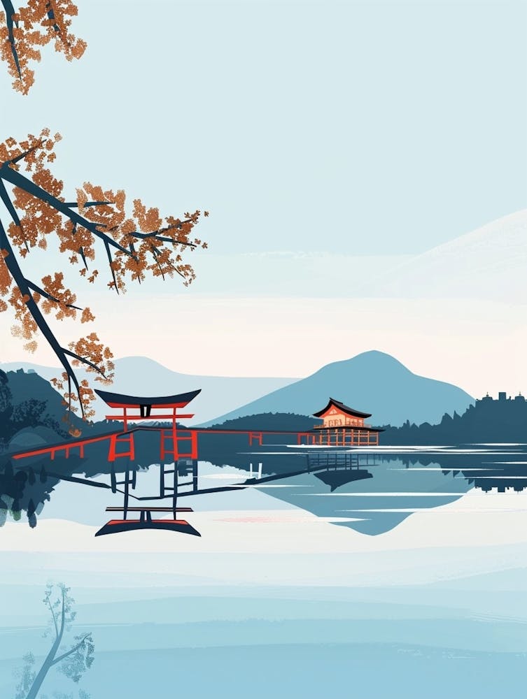 Miyajima Japan 2 Colourful Illustration