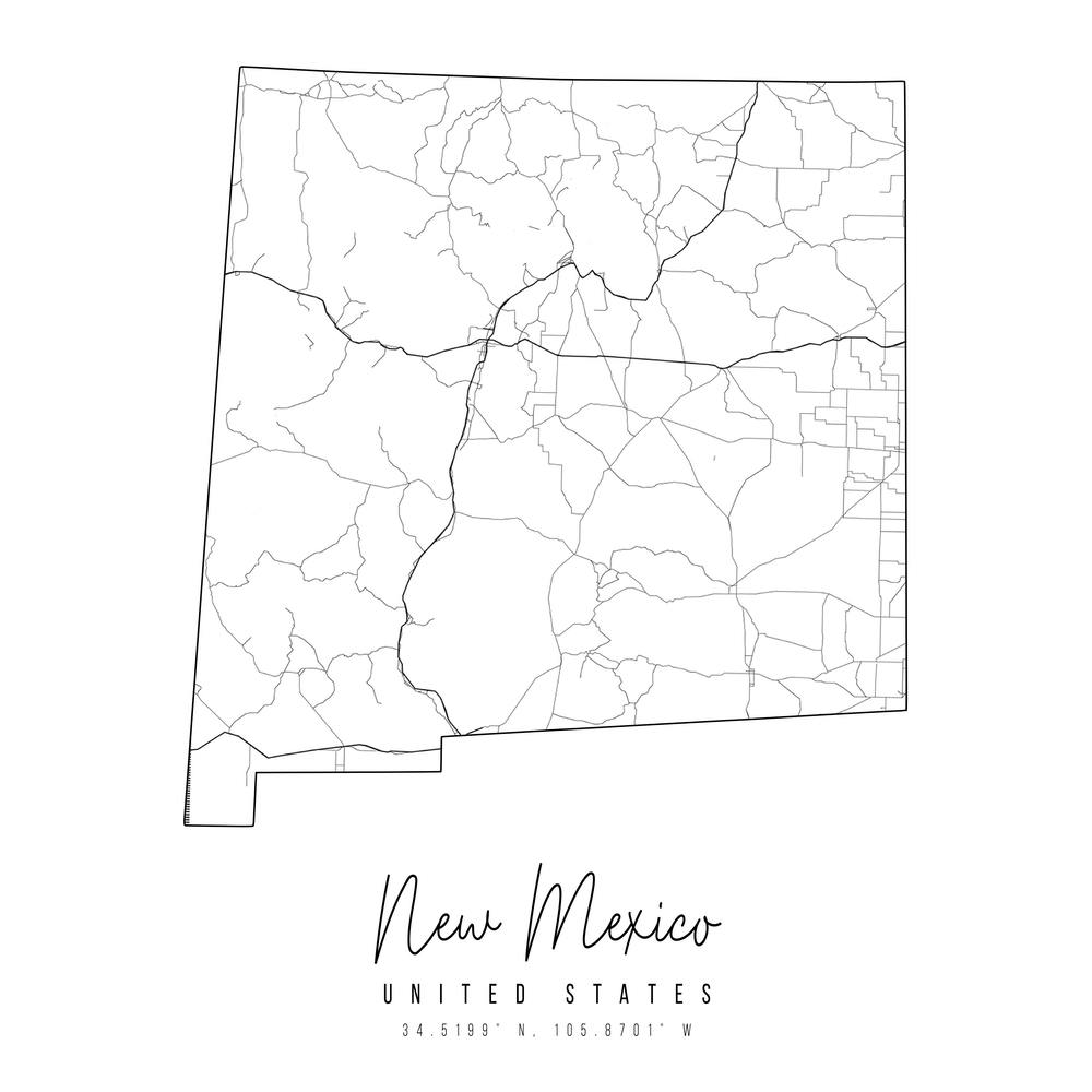 New Mexico Minimal Street Map Square