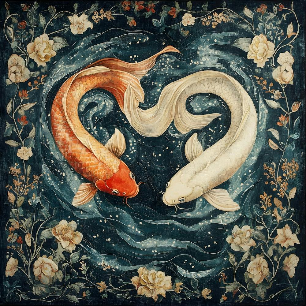 Koi Fish Ancient Tapestry 3