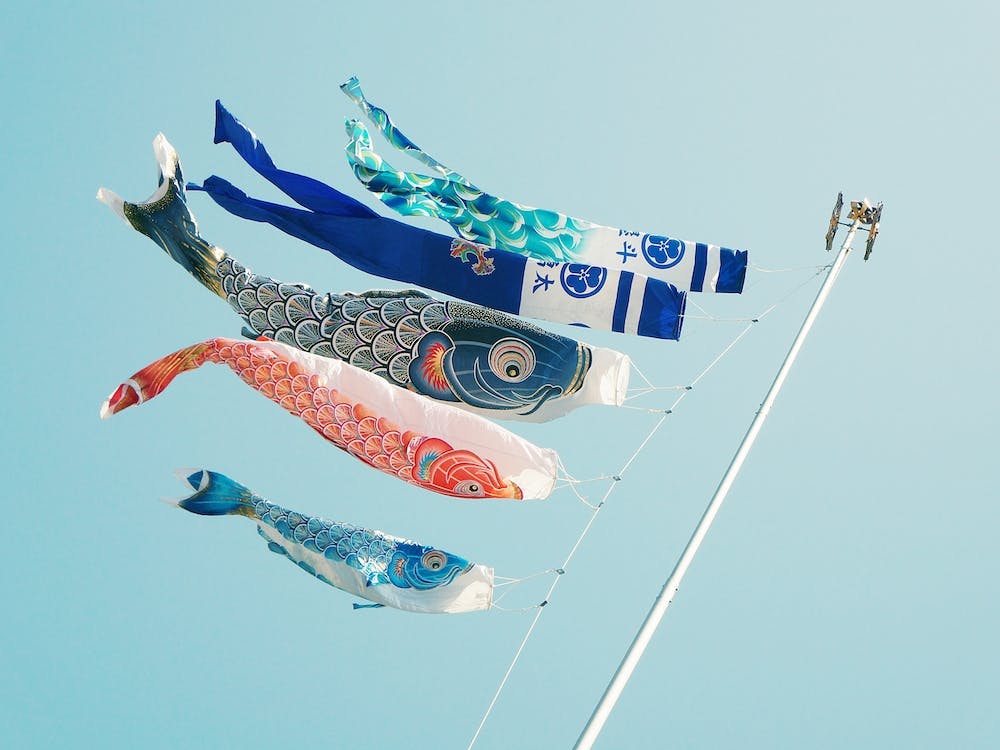 Koinobori, Japanese Carp Kites For Children'S Day